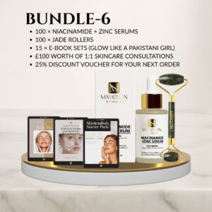 Mega Glow Bundle with niacinamide serums, jade rollers and skincare e-books